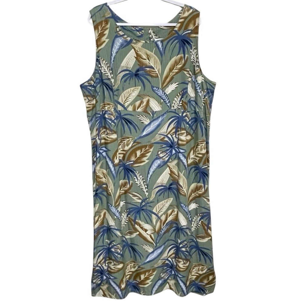 Carolina Colours Hawaiian Tropical Leaf Maxi Dress Sleeveless Vacation Size 24W